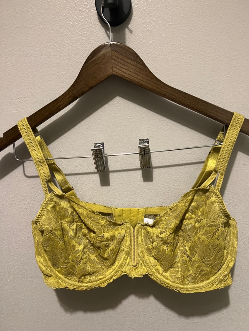 Unlined Balconette Lace Underwire Bra 38DD - Chartreuse Yellow/Green